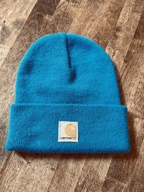 Carhartt knitted Cuffed Ribbed  Beanie Hat - Teal Blue